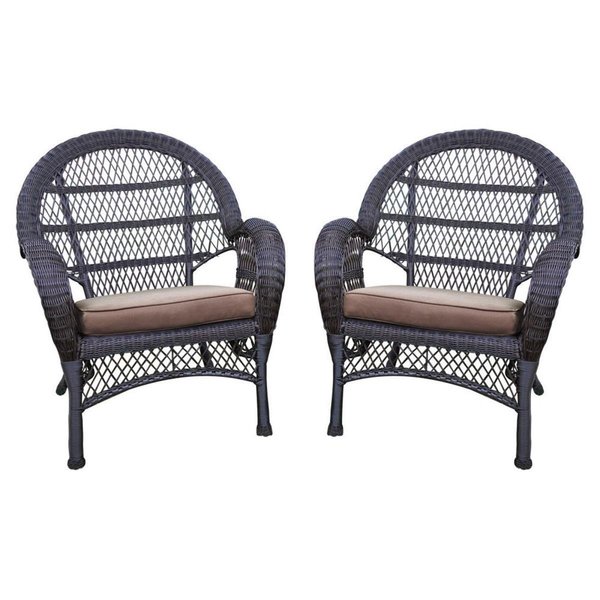 Propation W00208-C-4-FS007-CS Espresso Wicker Chair with Brown Cushion PR1081346